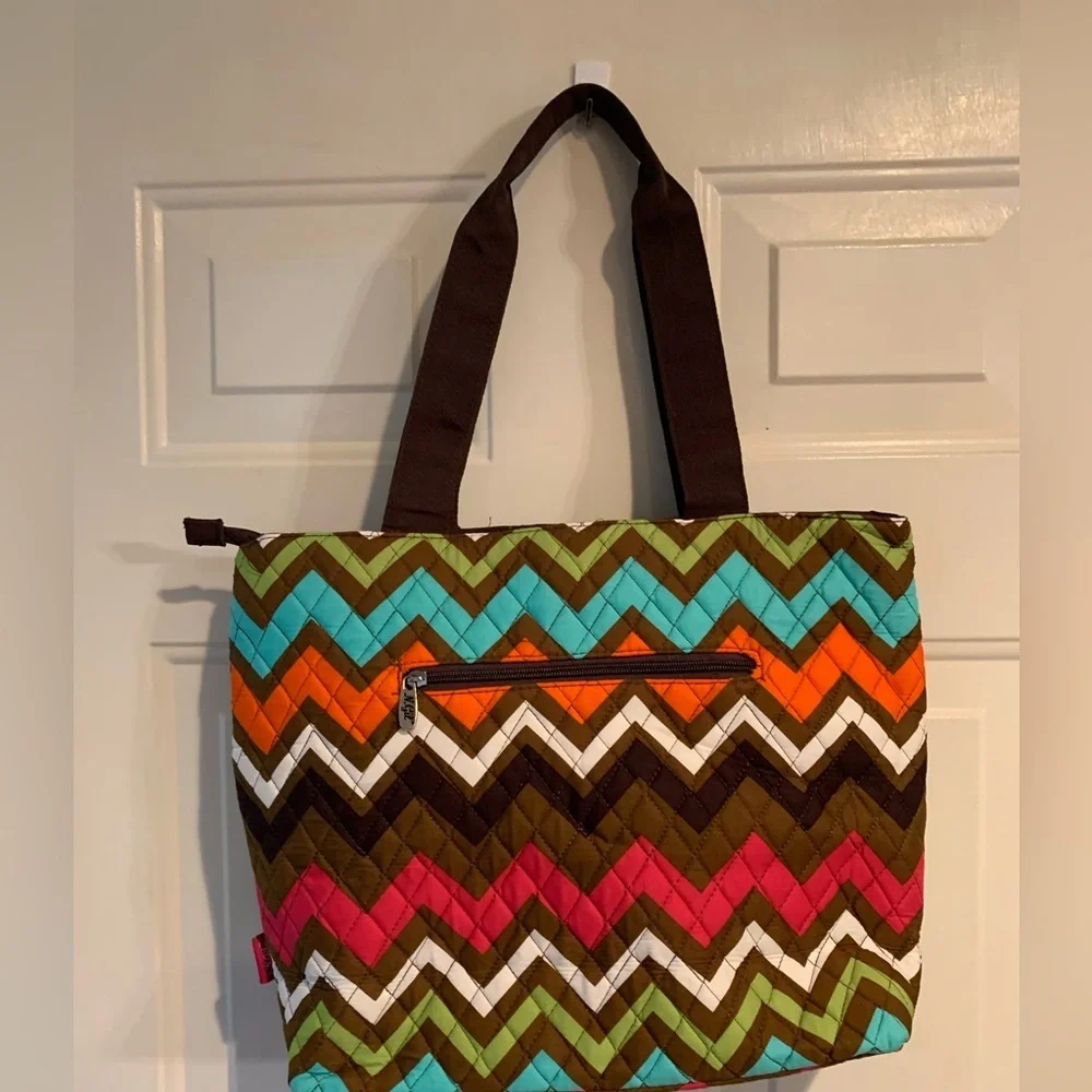 N. Gil Chevron Diaper Bag W/ Monogrammed “Jackson” New